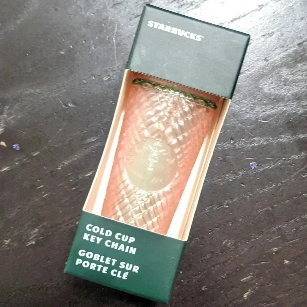 NWT Starbucks Cold Cup Key Chain, Peach Pearl